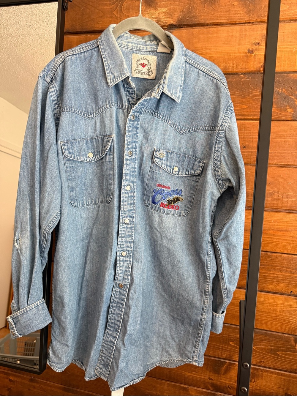 Relaxed “Coors Rodeo” Denim Button-Down Shirt by Mid-West Garment Co.
